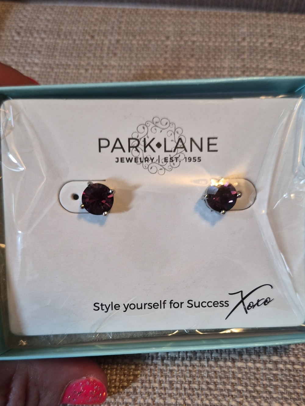 Park Lane Amethyst-Tone Round Crystal Stud Earrings